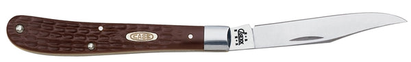 CASE 00135 Folding Pocket Knife, 3-1/4 in L Blade, Tru-Sharp Surgical Stainless Steel Blade, 1-Blade, Brown Handle