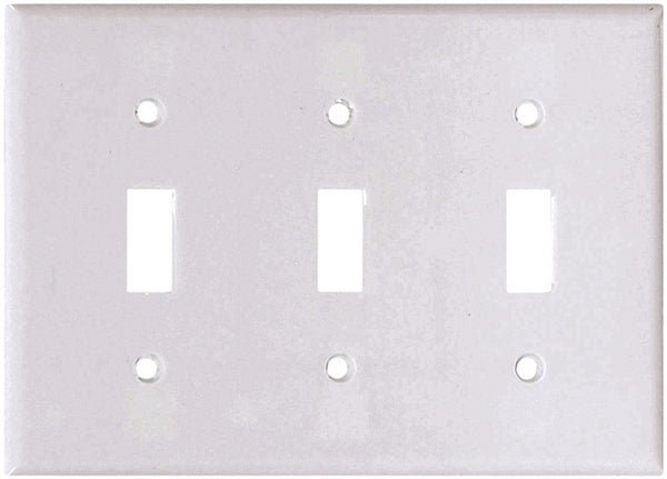 Eaton Wiring Devices 2141W-BOX Wallplate, 4-1/2 in L, 6-3/8 in W, 3 -Gang, Thermoset, White, High-Gloss