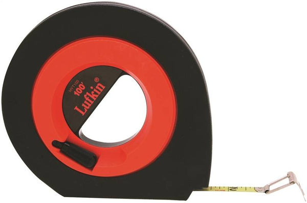 Crescent Lufkin Speedwinder Series HYT100 Tape Measure, 100 ft L Blade, 3/8 in W Blade, Steel Blade, ABS Case