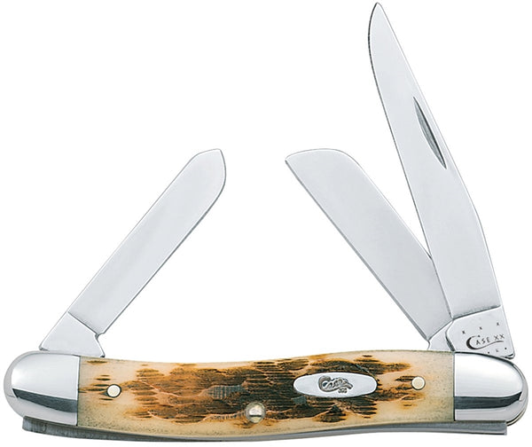 CASE 00042 Folding Pocket Knife, 2.57 in Clip, 1.88 in Sheep Foot, 1.71 in Spey L Blade, Stainless Steel Blade, 3-Blade