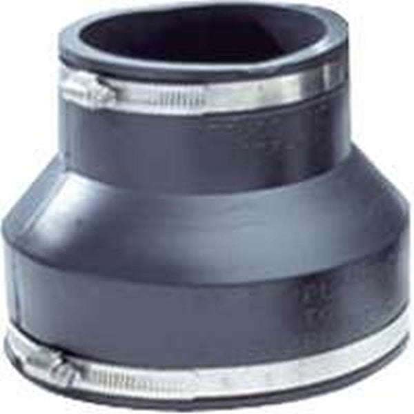 FERNCO P1056-415 Flexible Coupling, 4 x 1-1/2 in, PVC, Black, 4.3 psi Pressure