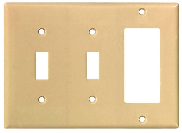 Eaton Wiring Devices 2173V-BOX Combination Wallplate, 4-1/2 in L, 6-3/8 in W, 3 -Gang, Thermoset, Ivory