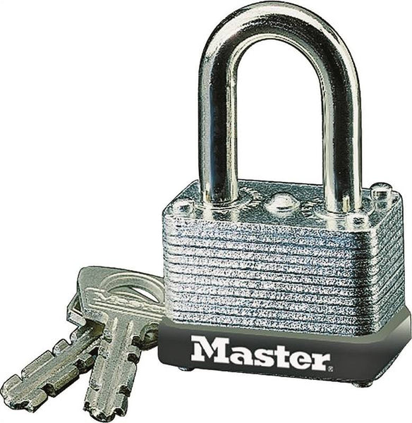 Master Lock 22D Padlock, Keyed Different Key, 1/4 in Dia Shackle, Steel Shackle, Steel Body, 1-1/2 in W Body