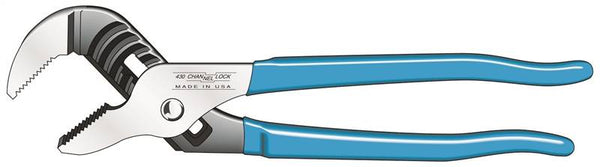 CHANNELLOCK 430 Tongue and Groove Plier, 10 in OAL, 2 in Jaw Opening, Blue Handle, Cushion-Grip Handle, 1.38 in L Jaw