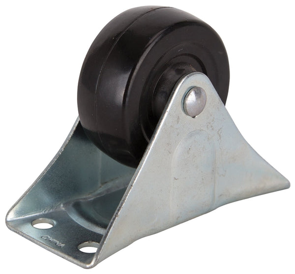 ProSource JC-H02 Rigid Caster, 2-1/2 in Dia Wheel, 1 in W Wheel, Rubber Wheel, Black, 130 lb, Steel Housing Material