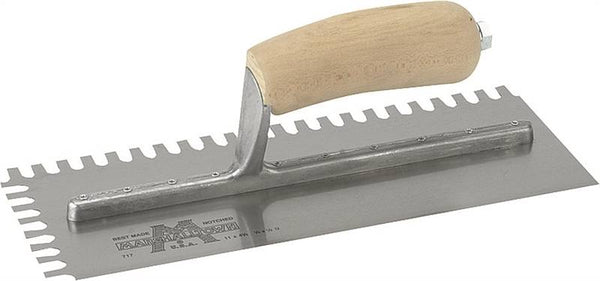 Marshalltown 704S Trowel, 11 in L, 4-1/2 in W, U Notch, Curved Handle