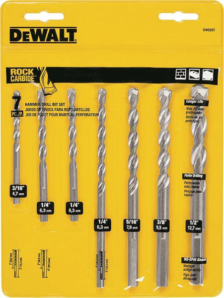 DeWALT DW5207 Hammer Drill Bit Set, Premium, 7-Piece, Carbide, Silver