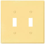 Eaton Wiring Devices PJ2V Wallplate, 4-7/8 in L, 4.94 in W, 2 -Gang, Polycarbonate, Ivory, High-Gloss