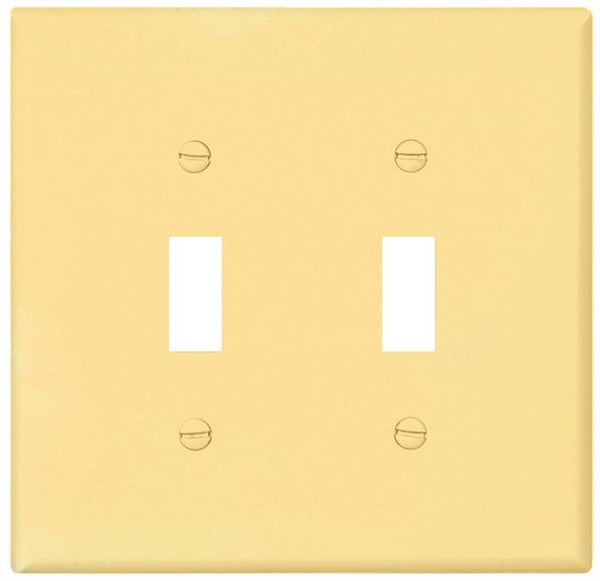 Eaton Wiring Devices PJ2V Wallplate, 4-7/8 in L, 4.94 in W, 2 -Gang, Polycarbonate, Ivory, High-Gloss