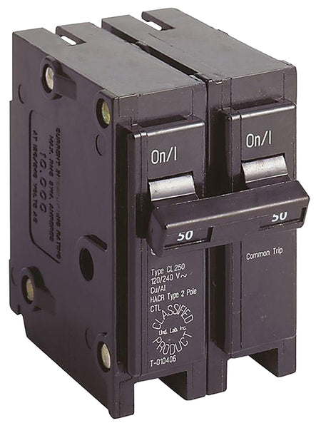 Cutler-Hammer CL250 Circuit Breaker, Type CL, 50 A, 2 -Pole, 120/240 V, Common Trip, Plug Mounting