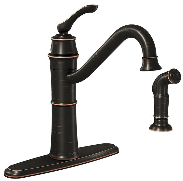 Moen Wetherly Series 87999BRB Kitchen Faucet, 1.5 gpm, 1-Faucet Handle, Stainless Steel, Mediterranean Bronze