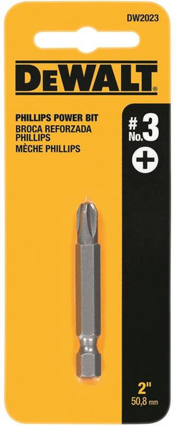 DeWALT DW2023 Power Bit, #3 Drive, Phillips Drive, 1/4 in Shank, Hex Shank, 2 in L, Steel