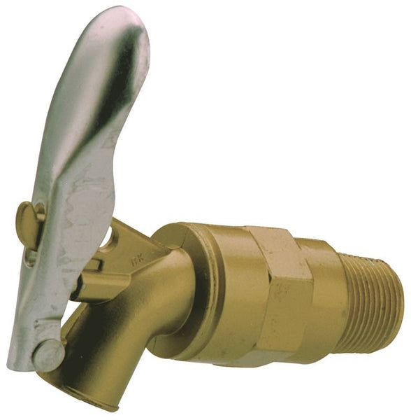 B & K 109-204 Self-Closing Drum and Barrel Faucet, 3/4 in Connection, MPT x Plain, Zamak Body, Brass