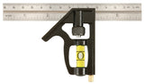 Johnson 406EM Combination Square, 6 in L Blade, SAE/Metric Graduation, Stainless Steel Blade