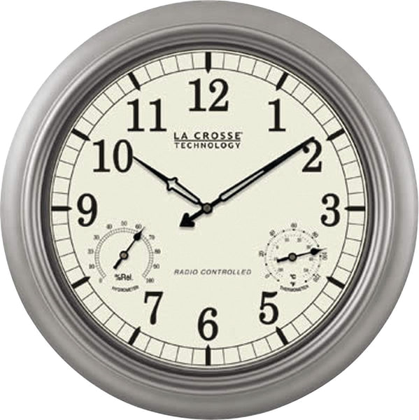 La Crosse WT-3181PL-Q Clock, Round, Silver Frame, Plastic Clock Face, Analog