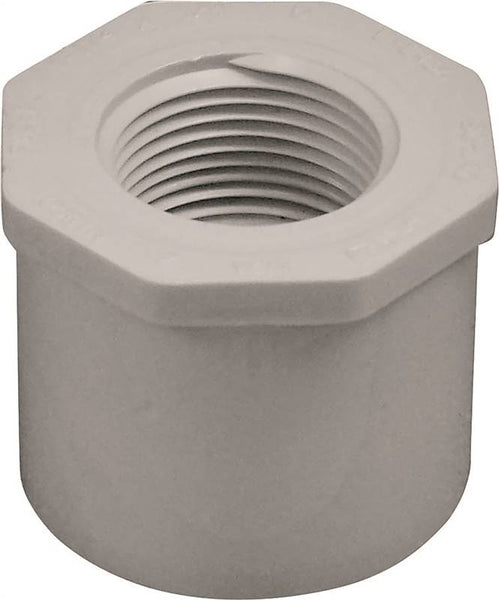 LASCO 438167BC Reducing Bushing, 1-1/4 x 3/4 in, Spigot x FNPT, PVC, White, SCH 40 Schedule