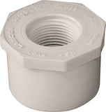 LASCO 438249BC Reducing Bushing, 2 x 1 in, Spigot x FNPT, PVC, White, SCH 40 Schedule