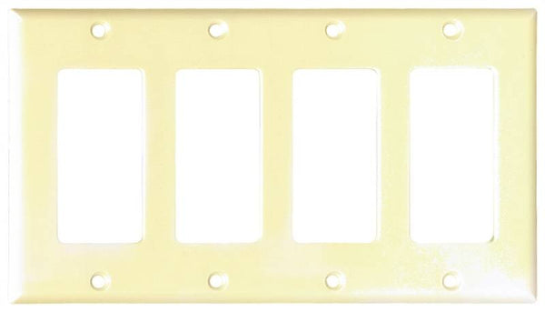 Eaton Cooper Wiring 2164 2164V-BOX Wallplate, 4-1/2 in L, 8.19 in W, 4 -Gang, Thermoset, Ivory, High-Gloss