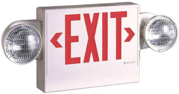 Sure-Lites LPXC Series LPXC25 Emergency Light Exit Sign Combo, 19-3/4 in OAW, 7-1/2 in OAH, 120/277 V, 0.98 W, Red