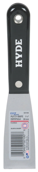 HYDE Black & Silver 02100 Putty Knife, 1-1/2 in W Blade, HCS Blade, Nylon Handle