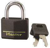 Master Lock 141D Padlock, Keyed Different Key, 1/4 in Dia Shackle, Steel Shackle, Brass Body, 1-9/16 in W Body