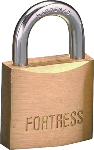 American Lock Fortress Series 1840D Padlock, Keyed Different Key, 1/4 in Dia Shackle, Steel Shackle, Solid Brass Body