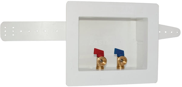 EASTMAN 60244/38937 Washing Machine Outlet Box with Valve, 1/2, 3/4 in Connection, Brass/Polystyrene