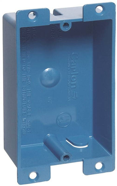 Carlon B108R-UPC Outlet Box, 1 -Gang, PVC, Blue