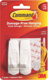 Command 17001 Utility Hook, 3 lb, 2-Hook, Plastic, White