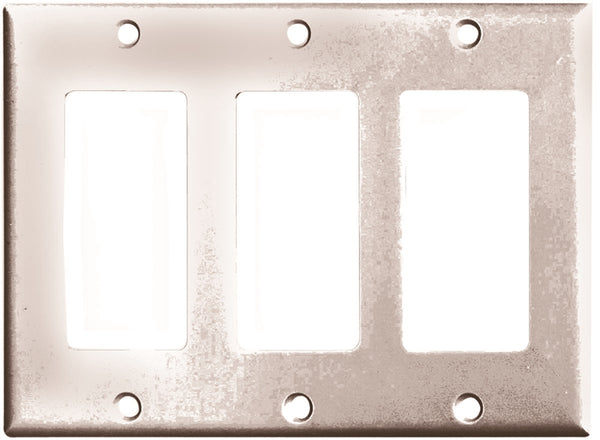 EATON 2163W-BOX Wallplate, 4-1/2 in L, 3-3/8 in W, 3 -Gang, Thermoset, White, High-Gloss