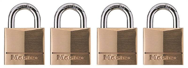 Master Lock 120Q Padlock, Keyed Alike Key, 5/32 in Dia Shackle, Steel Shackle, Brass Body, 3/4 in W Body