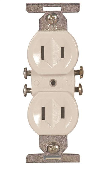 Eaton Wiring Devices 736W-BOX Duplex Receptacle, 2 -Pole, 15 A, 125 V, Side Wiring, NEMA: 1-15R, White