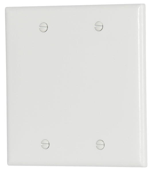 Eaton Cooper Wiring 2137W-BOX Wallplate, 4-1/2 in L, 4.56 in W, 0.08 in Thick, 2 -Gang, Thermoset, White