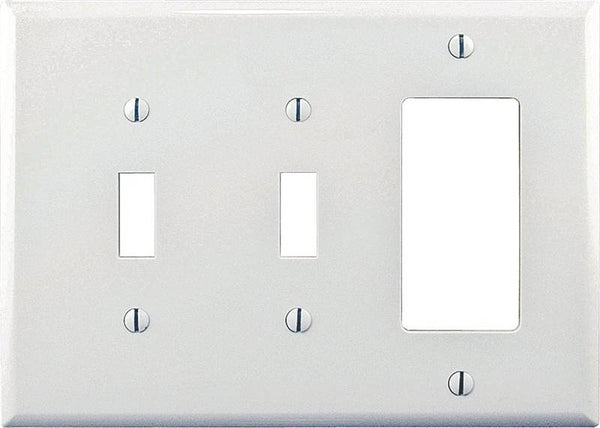 Eaton Wiring Devices PJ226W Combination Wallplate, 4-7/8 in L, 6-3/4 in W, 3 -Gang, Polycarbonate, White