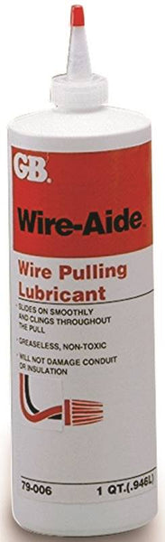 GB Wire Aide Series 79-006N Wire Pulling Lubricant, 1 qt Bottle, Gel