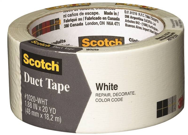 Scotch 3920-WH Duct Tape, 20 yd L, 1.88 in W, White