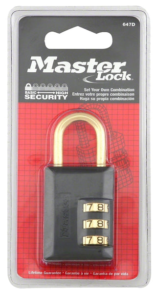 Master Lock 647D Padlock, 3/16 in Dia Shackle, 7/8 in H Shackle, Steel Shackle, Zinc Body, 1-3/16 in W Body