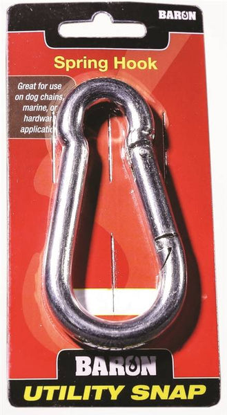 BARON C-2450-3/8 Spring Hook Snap Link, 400 lb Working Load, Steel, Nickel