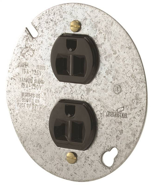 Eaton Wiring Devices 869-BOX Duplex Receptacle, 2 -Pole, 15 A, 125 V, Back, Side Wiring, NEMA: 5-15R, Brown