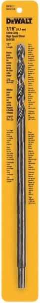 DeWALT DW1612 Drill Bit, 7-16 in Dia, 12 in OAL, Spiral Flute, 7-16 in Dia Shank, Round Shank