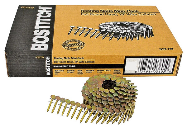 Bostitch CR5DGAL Roofing Nail, 1-3/4 in L, 11 Gauge, Galvanized Steel, Smooth Shank