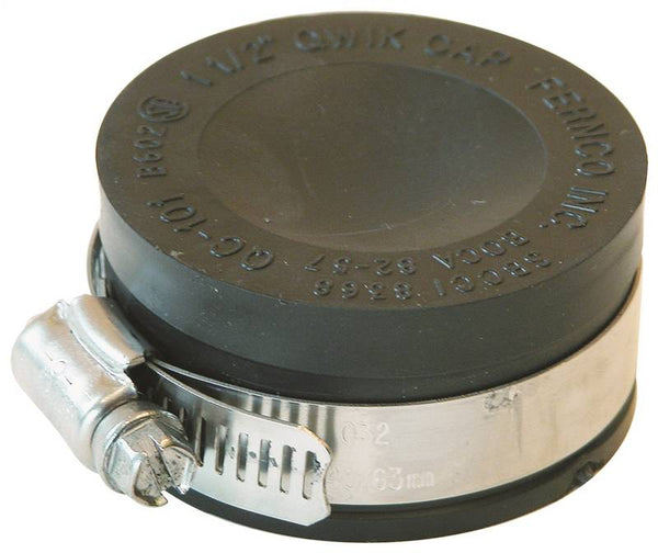 FERNCO QC-101 Pipe Cap, 1-1/2 in Connection, Slip, PVC