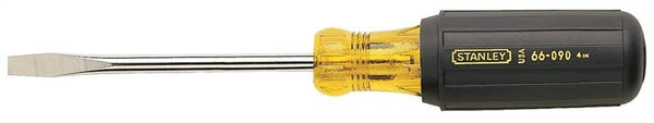 STANLEY 66-090 Screwdriver, 1/4 in Drive, Slotted Drive, 8-1/2 in OAL, 4 in L Shank, Vinyl Grip Handle