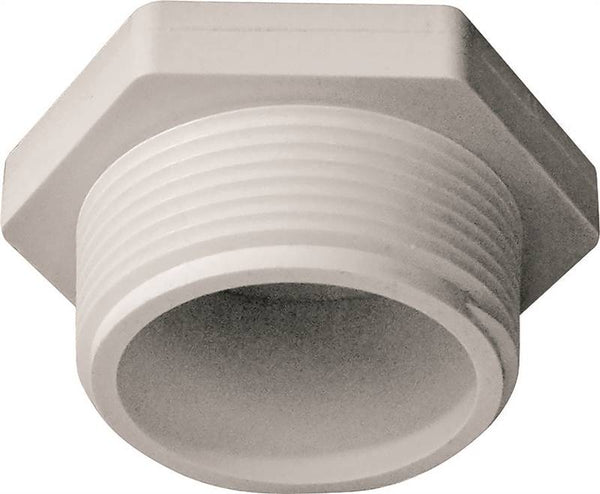 LASCO 450015BC Pipe Plug, 1-1/2 in, MPT, PVC, White, SCH 40 Schedule