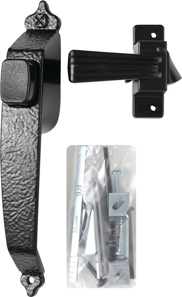 Wright Products VC333BL Pushbutton Latch, 3/4 to 1-1/4 in Thick Door, For: Out-Swinging Wood/Metal Screen, Storm Doors