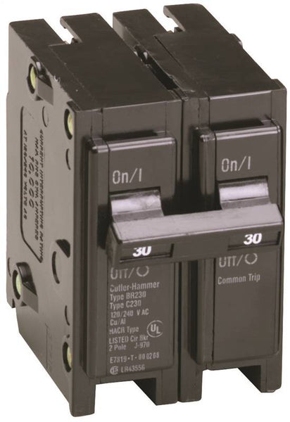 Cutler-Hammer BR230 Circuit Breaker, Mini, Type BR, 30 A, 2 -Pole, 120/240 V, Plug Mounting