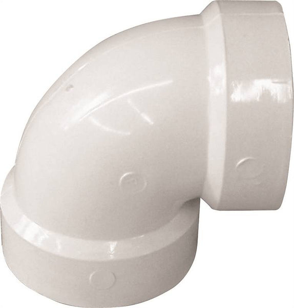 IPEX 192201 Pipe Elbow, 1-1/2 in, Hub, 90 deg Angle, PVC, White, SCH 40 Schedule