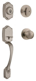 Kwikset 96870-099 Handleset, 3 Grade, Brass, Satin Nickel, 2-3/8 x 2-3/4 in Backset, KW1 Keyway, 1-3/4 in Thick Door