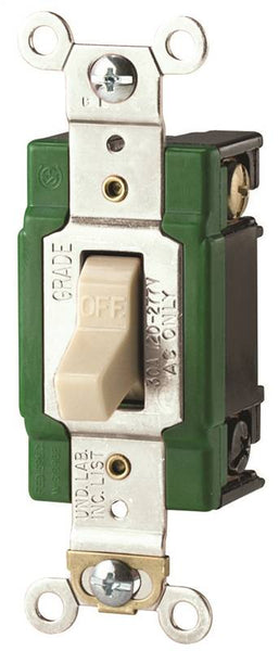 Eaton Cooper Wiring WD3032V Toggle Switch, 277 VAC, Back, Side Terminal, Polycarbonate Housing Material, Ivory