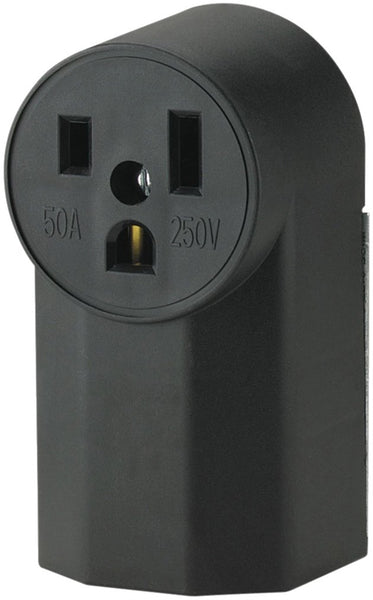 Eaton Cooper Wiring 1252 Power Receptacle, 2 -Pole, 250 V, 50 A, NEMA: NEMA 6-50R, Black